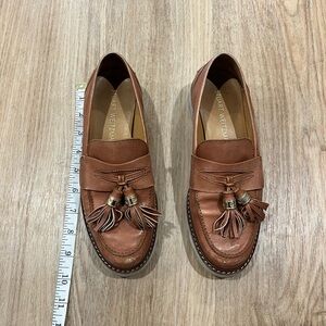 Stuart Weitzman Tan Leather Tassel Loafers
